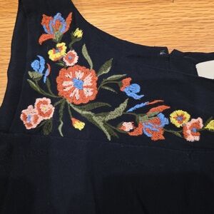 LOFT Ladies Cold Shoulder Dark Navy Top with Beautiful Embroidery